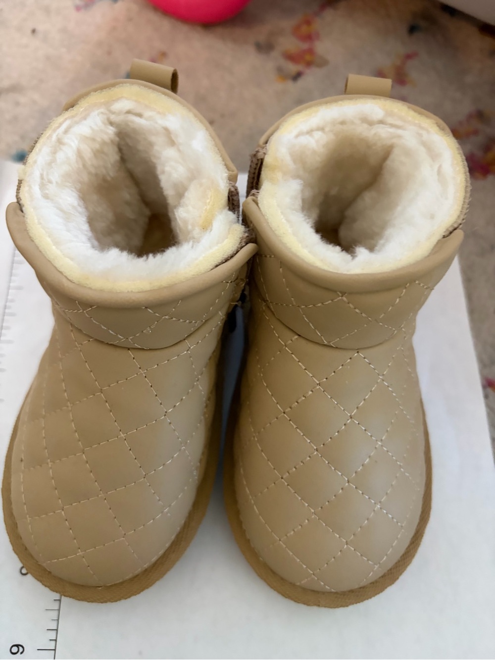 Quilted Faux-Shearling Lined Toddler Boots - Tan